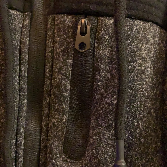 Black and gray Zip Up Hoodie With Zipper Pockets. 3 Pockets - Picture 3 of 6